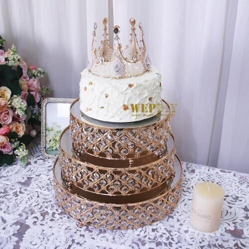 Gold Mirror Metal Cake Stand Round Cupcake Wedding Birthday Party Dessert Pedestal Display Plate Home Decor