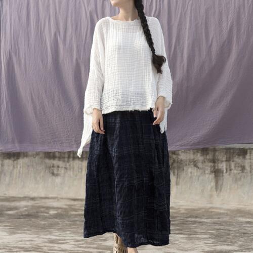 Women White Cotton Blouses Irregular 2019 Spring New O-Neck Loose Casual Women Clothing Bat Sleeve Plus Size Fold Pullover