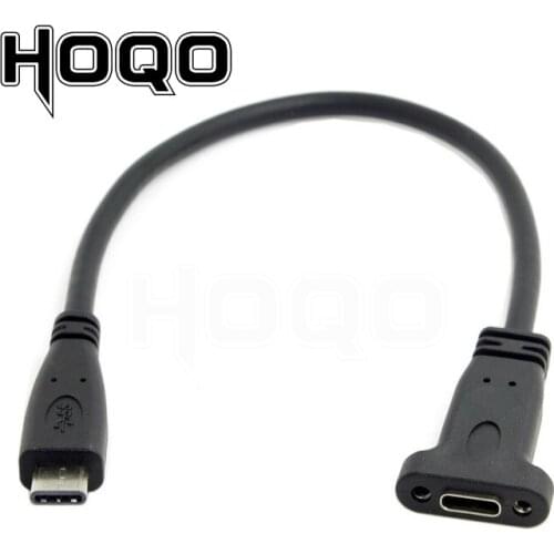 USB-C USB 3.1 Type C Male to Female Extension Data Cable with Panel Mount Screw Hole Length: 20cm Type C connector is the new