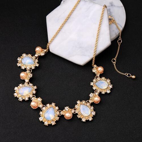 Chic Imitation Pearl White Opal Water Drop Necklace 2019 For Women Statement Necklace Brand Luxury Jewelry Accessories
