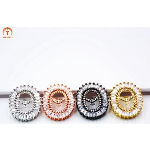 Asa&Tessgreen American Eagles oval Pendant micro CZ paved clear cubic zircon stones fashion jewelry charms findings