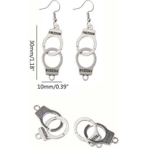 10Pcs Handcuffs Freedom Charms Bracelet Earrings Necklace Pendant Vintage Tibetan Silver DIY Handmade Jewelry Making