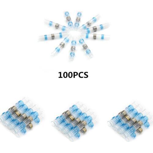 100PCS Soldering Sleeve Terminals 3 Sizes Heat Shrink Butt Connectors Electrical Wire Soldered Terminals Red/Blue/White