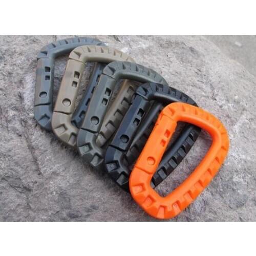 1000 pcs D Shape Mountaineering Buckle Snap Clip Plastic Steel Climbing Carabiner Hanging Keychain Hook Fit Outdoor Army EDC