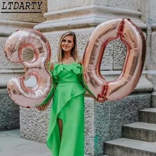 2pcs 16/32/40 inch happy 30th birthday aluminum foil balloon rose gold 30 years old party decorations boy and girl supplies