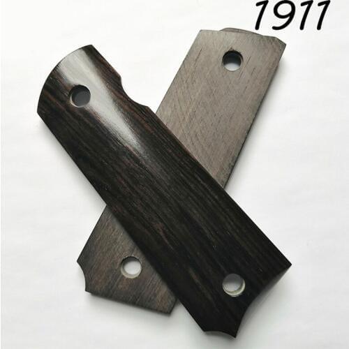 2Pieces Gun 1911 Grips African Ebony Handle Grips Patch Custom Grips CNC Gun Handle Grips