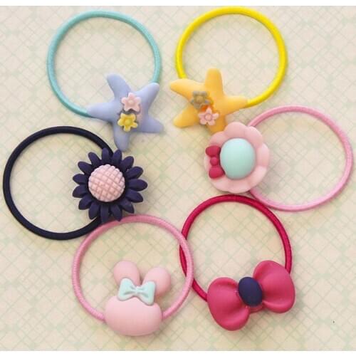 20bag 100PCS/bag Frosted Elastic Rubber Hair Bands Girls Floral Ponytail Holders Headband Cartoon Mixing Elastic Hair Rings