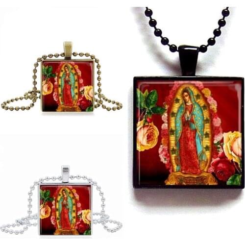 2016 Fashion Our Lady of Guadalupe Necklace Virgin Mary Religious Catholic Bezel Virgin Mary Pendant Holy Mother of God
