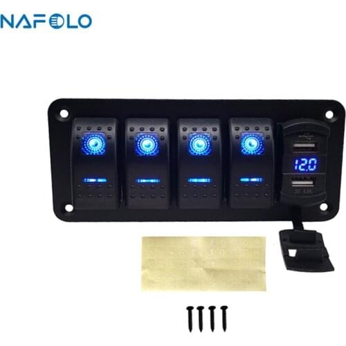 5 Gang Toggle Rocker Switch Panel Digital Voltmeter Dual USB Port 12V Outlet LED Rocker Switch Panel For Car Truck Marine Boat