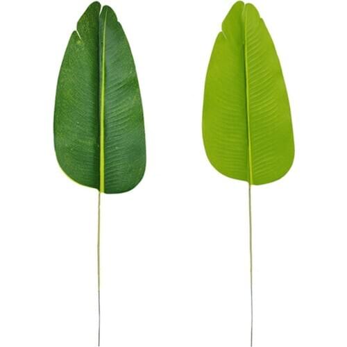 55cm10pcs Artificial Plants Lifelike Banana Leaf Branch Plastic Green Palm Tree Foliage Indoor Art Landscaping Hotel Home Decor
