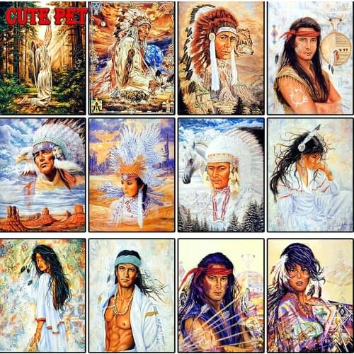 5d full Diamond Painting Indian chief tribe Diy art embroidery man woman home decoration inlaid diamond art mosaic Cross stitch