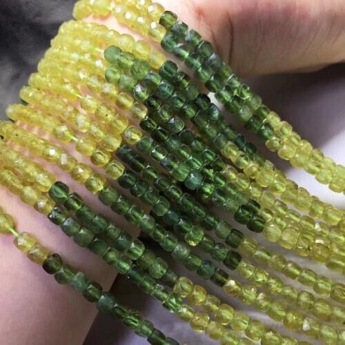 Apatite square faceted yellow/green 4-4.5mm for DIY jewelry making FPPJ wholesale loose beads nature 36cm