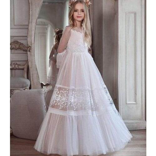 Bohemian Flower Girl Dresses Ball Long Sleeves Princess Birthday Party Gowns Customize Appliques First Communion Dress