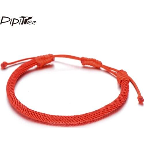 Pipitree 11 Colors Lucky Plain Red String Bracelet Handmade Adjustable Milan Rope Friendship Bracelets for Women Girls Jewelry