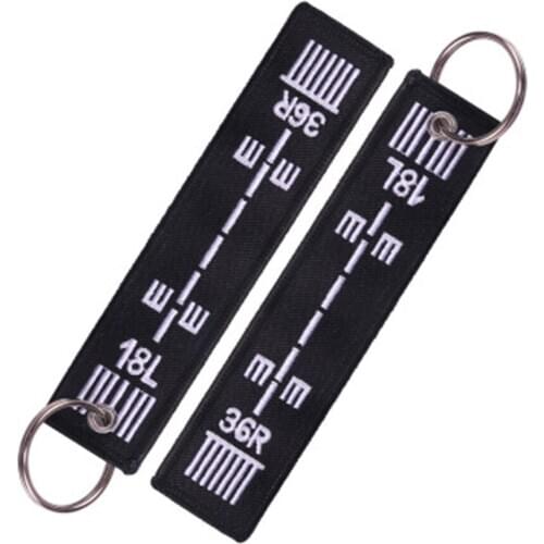 Hot style runway personality embroidered keychain embroidered keychain black bottom white aviation commemorative keychain lovers