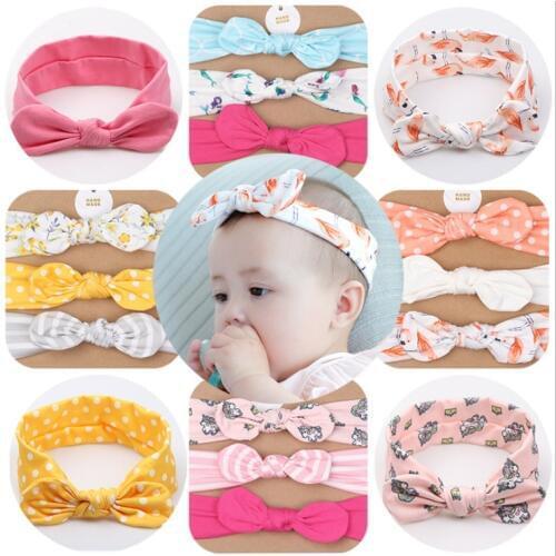 Boutique 3in1 Set Fashion Cute Unicorn Flamingo Mermaid Bowknot Newborn Soft Headbands Solid Rabbit Ears Bow Bandanas Headwear