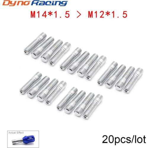 20PCS M14x1.5 TO M12x1.5 New Racing Car WHEEL STUD CONVERSION TALL LUG BOLTS TO STUDS 58MM YC101107