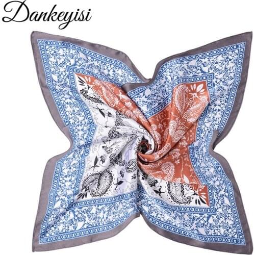 DANKEYISI Soft Women Scarf Square Scarves Printed Women Scarf Polyester Silk Scarf Shawl Neck Kerchief Foulard Femme 60*60cm