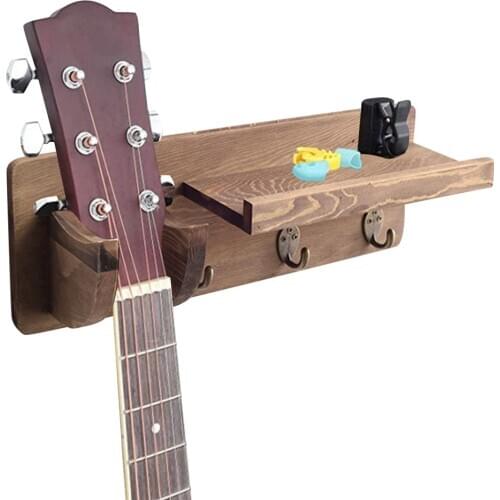 Wooden Guitar Holder Multifunctional Wall Mounted Guitar Hanger Bracket Hanging Rack With Pick Holder With 3 Hook Home Decor