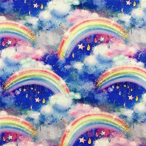 Dreamy shiny stars raindrops rainbow cotton fabric Patchwork Sewing Quilting shirt clothes mask handmade patchwork baby bedding