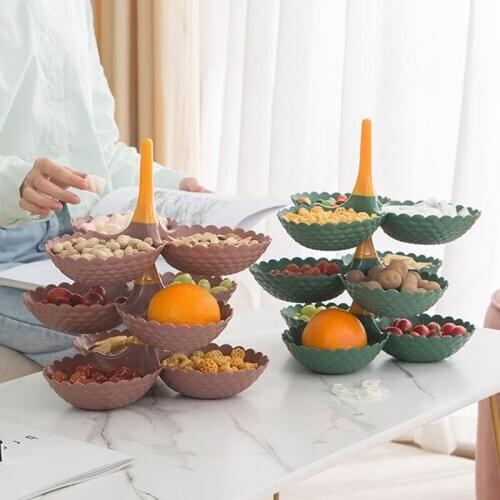 European Trays Decorative Rotating Food Tray Creative Dry Fruit Tray Living Room Tea Table Multi-Layer Stackable Candy Plate