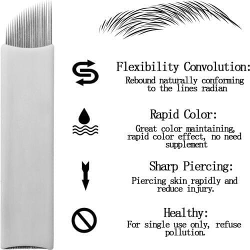 Makeup Manual Needles 21Pin Microblading Eyebrow Lip Eyeliner 3D Embroidery Permanent Makeup Tattoo Manual Pen Ink Supply