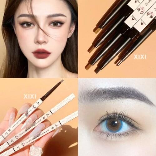 Super slim eyebrown pencil with eyebrow brush white cute appreance long lasting waterproof women cosmetic eyebrow pen AC393