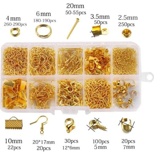 1set 4Colors Mix Style Jewelry Findings Sets Necklace Chain Earring Hook Jewelry Making Kits For DIY Jewelry Making Supplies Kit