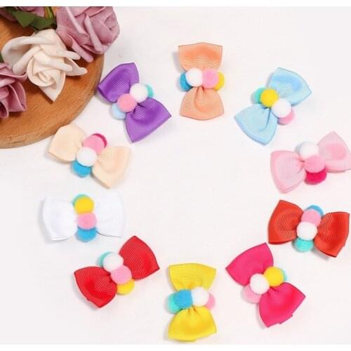 Colorful Hairballs Hairpins Kids Sweet Hair Handmade Mini Fashion Bow Hairpins Kids Baby Girls Cute Soft Hair Accessories