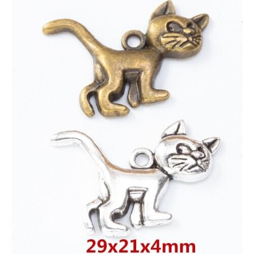 25 pieces of retro metal zinc alloy cat Pendant for DIY handmade jewelry necklace making 8193
