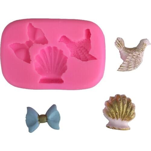Bow shell pigeon fondant cake mold DIY chocolate baking tools kitchen pastry silicone mold