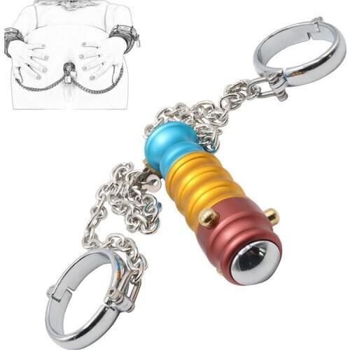 Adult Games Metal Handcuffs with Anal Plug Lock Butt Plug Anal dilation Chastity Device Sex slave BDSM Bondage sex toy for women