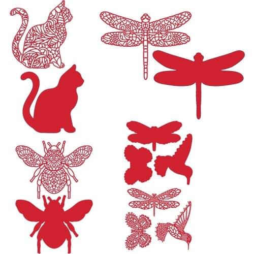 Cat Bee dragonfly Kingfisher Metal Cutting Dies Stencils for DIY Scrapbooking Paper Cards Crafts Embossing New 2019