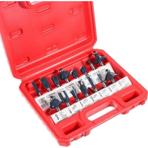 12/15Pcs 1/4 Inch Shank Milling Cutters Router Bit Set Woodworking 6.35mm Shank Drill Bits Milling Cutter For Wood Cutting Tools