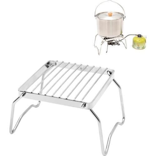 Stainless Steel Barbecue BBQ Grill Burner Stand Folding Mini Air Fryer Rack Grill Rack With Handbag for Camping Hiking Outdoor