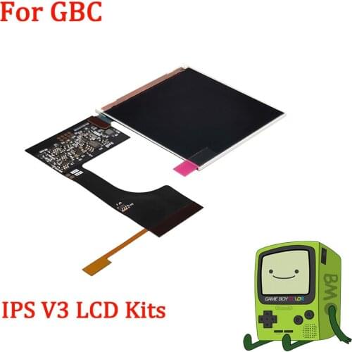 New IPS V3 LCD Screen Kits for GBC high light backlight pixel ips lcd kits for Gameboy Color with more 25% display area screen