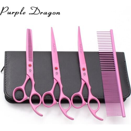 Pet Hair Grooming Scissors Purple Dragon 7" JP Steel Animal Straight Shears Dog Cat Thinning Shears 3103# Dog Grooming Scissors