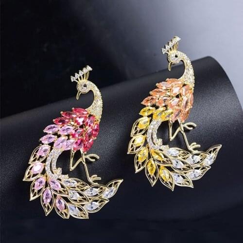 OKILY Delicate Phoenix Brooch Pin Colorful Zircon Bird Brooches for Women Valentines Day Gift Pins Broche Female Jewelry