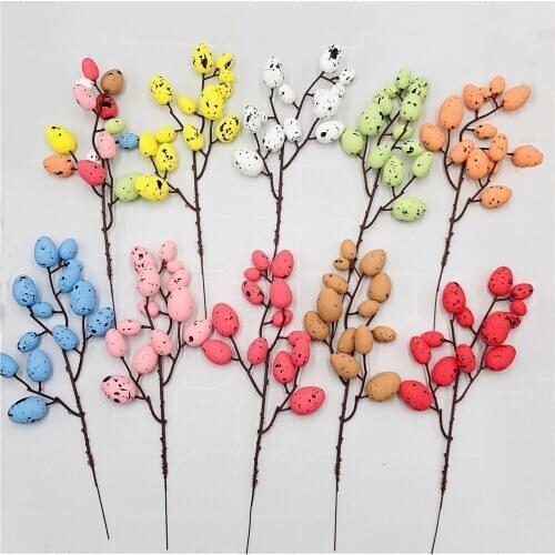 Easter Egg Cuttings Artificial Flowers Branch Colorful Foam Bird Eggs Dove Celebration Decoration Home Party Diy Craft Supplies