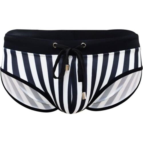 Brand Padded Swim Briefs black bikini Strips Push-Up Sexy Swimwear Men Swimming Briefs Surffing Beach Shorts Mayo Sungas