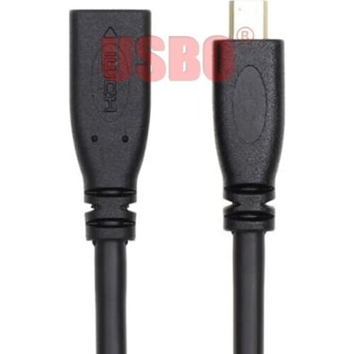 Supply black 0.3M phone tablet computer HDTV HD cable Micro HDMI TYPE-D male to female extension cable