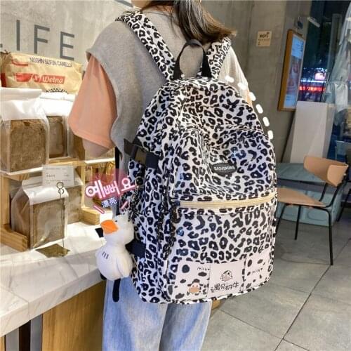 New Cow Zebra Leopard Print Women Backpack Female Nylon Schoolbags For Students Fashion Travel Bag College Girls Backpack 2021