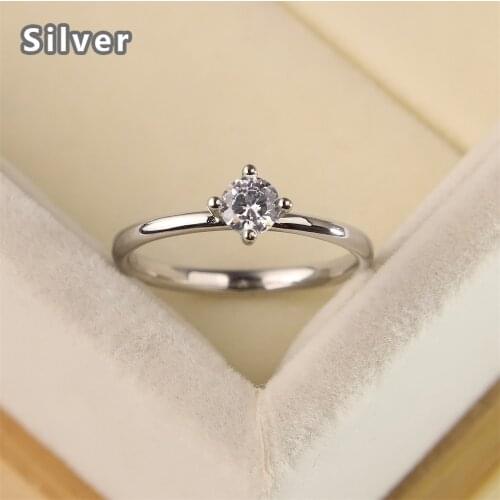 S925 silver Europe and the United States the new contracted mo SangShi four claw ring female engagement ring gift