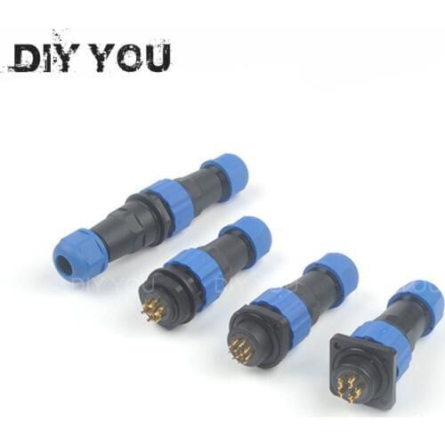 SP16 Waterproof connector 2/3/4/5/6/7/9 pin IP68 power cable connector Male plug & Female socket Docking/Square/Flange/back nut
