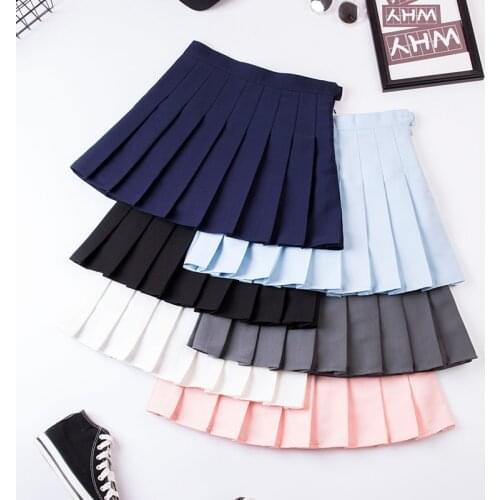 Girls Women High Waisted Plain Pleated Skirt Lining Shorts Skater Tennis School Uniforms A-line Mini Skirt Harajuku Skirt