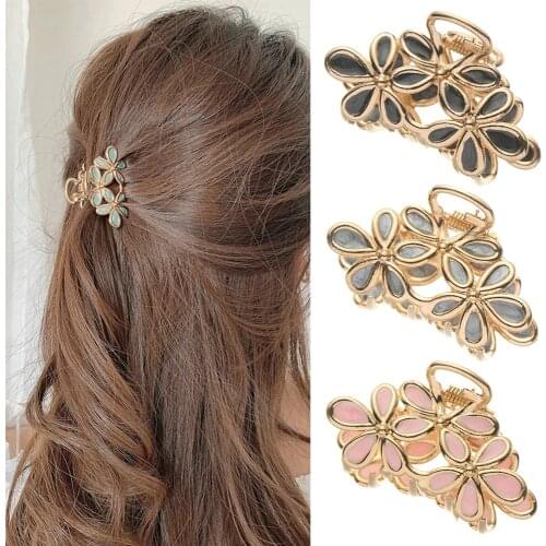 1 Pcs Women Flower Hair Claw Gorgeous Hair Clips Clamp Metal Hairpins Girl Headdress Ornament Styling Tools Hair Accessories