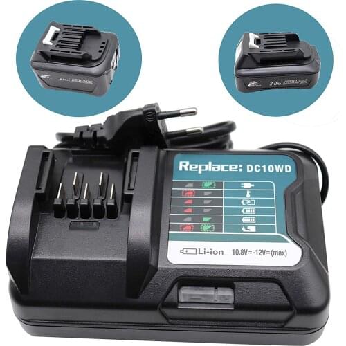 DC10WD Charger Replace for MAKITA battery 10.8V 12V BL1016 BL1040B BL1015B BL1020B BL10DC10SA CL107FDWY CL107DWM AC100-260V