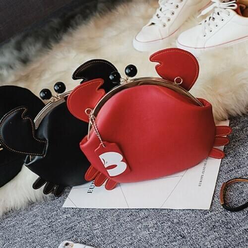 Crab Shape Ladys Cute Cartoon Animal Handbag Satchel Shoulder Totes Bag Personality Solid Color Crossbody Bag