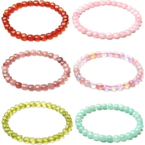 Women Quartzs Bracelets Natural Gem Stone Tourmaline Rose Quartzs Healing Reiki Peridot Crystal Meditation Exquisite Jewelry