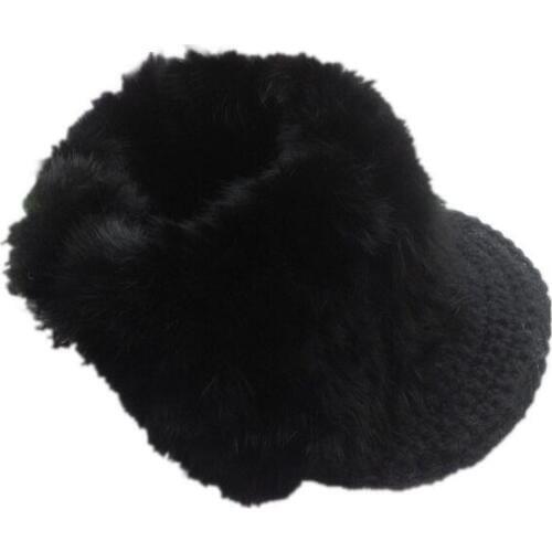 Womens natural rabbit fur knitted Hats girls winter thicken warm rabbit fur yarn knitted hollow out Baseball Caps TB395